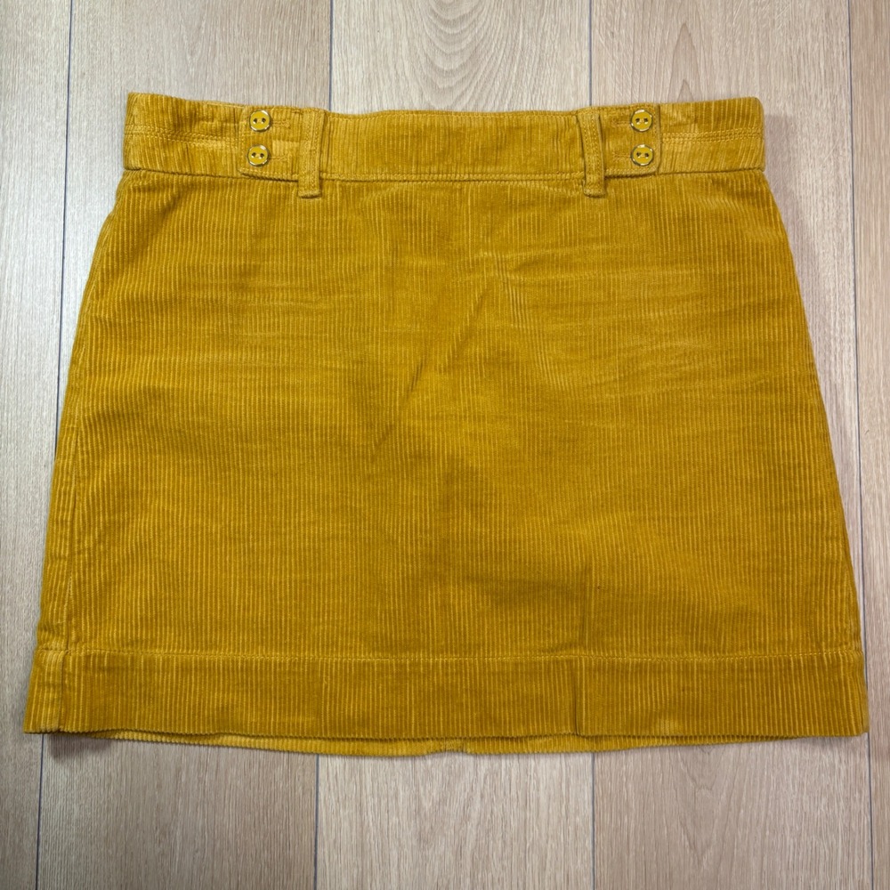 Ann Taylor LOFT Mustard Yellow Corduroy Mini Skirt Size 8 Cotton A-Line Fall
